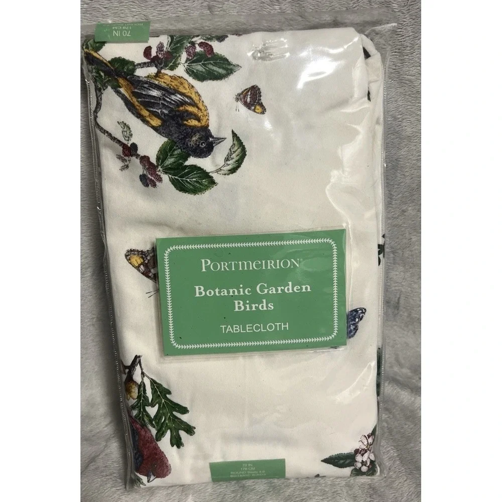 PORTMEIRION BOTANIC GARDEN Birds Cream Tablecloth 70